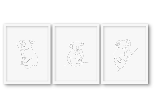 Vector one line animal set poster stock illustration