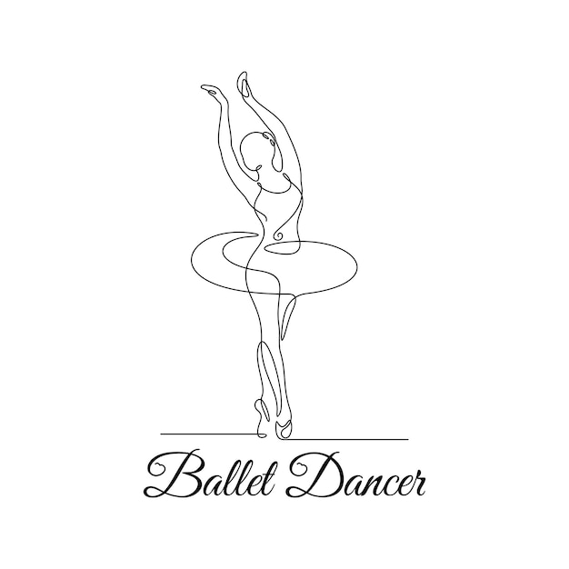 One line art of abstract ballet dancer wall decor vector illustration design