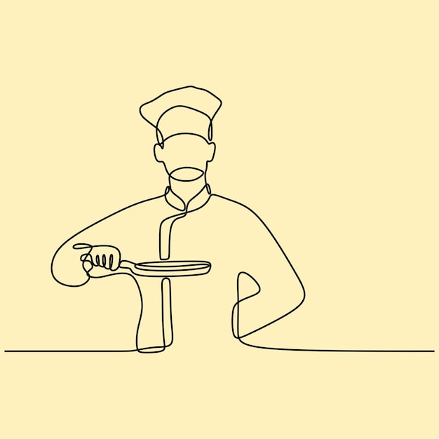 One line art on the chef