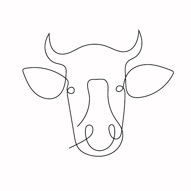 Vector one line art cow vector illustraition