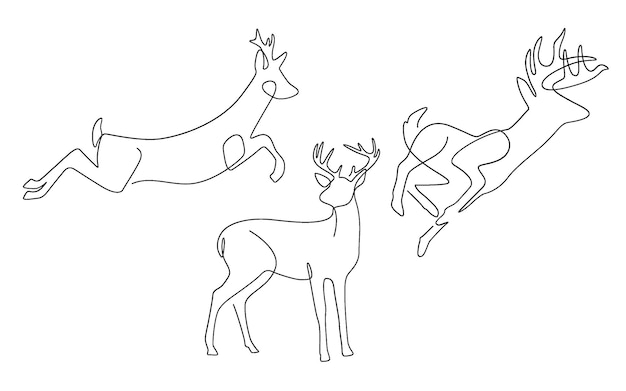 One Line art Drawing animal farm and reindeer Continuous Line Art Drawing abstract minimal