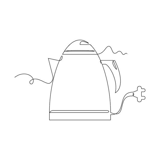 1 ラインアート 電気ケトルベクトルイラスト 1 連続ラインアート 単純な手描き