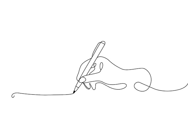 ペンのベクトルアートイラストを握っている手の1行のアート