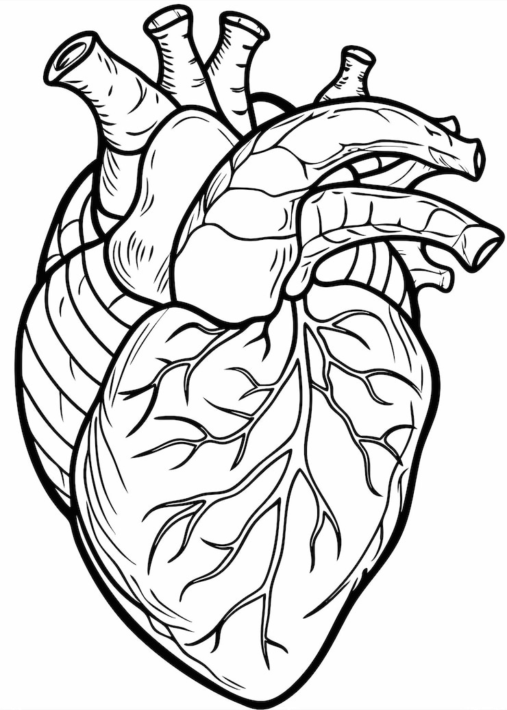 Vector one line art of human heart drawing abstract minimal continuous line wall decor