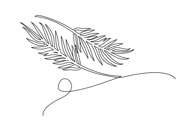 One Line Art van Tropical Leaf en Pebble Vector illustratie EPS 10