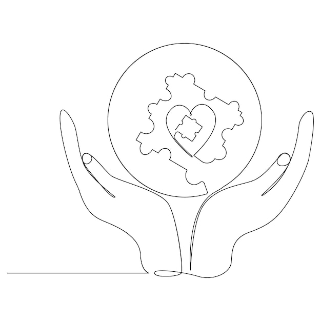 Vector one line art vector of autism awareness concept art and autism day design and illustration