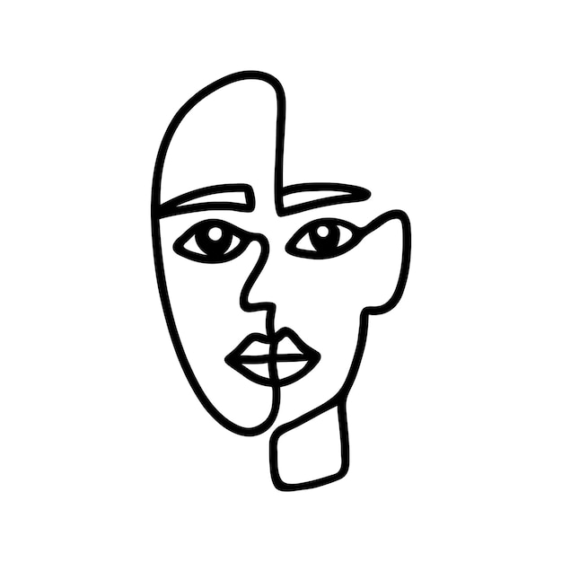 One line beautiful woman face illustration Vector single line