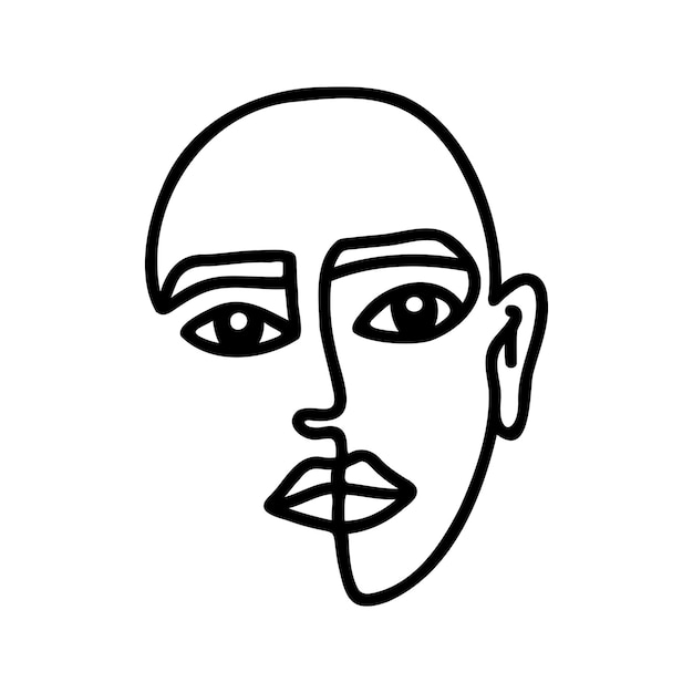 One line beautiful woman face illustration Vector single line