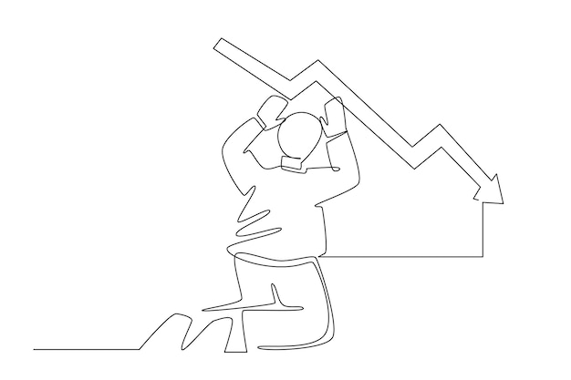 one line of capital market vector. Simple line concept illustration of economy trend for business