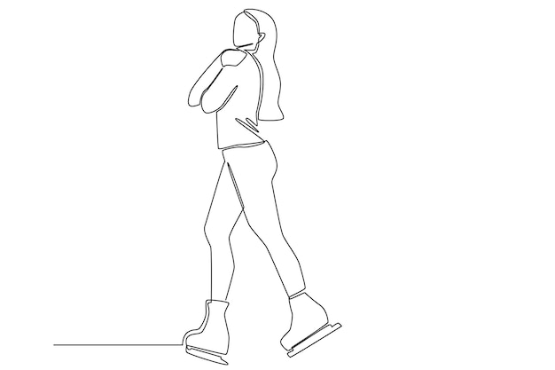 one line concept for ice skating illustration. Simple line of ice skating sport activity