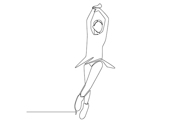 one line concept for ice skating illustration. Simple line of ice skating sport activity