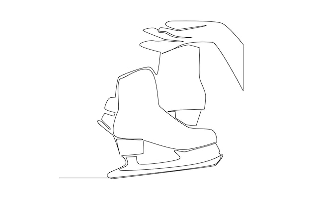 концепция одной линии для иллюстрации катания на коньках. Простая линия занятий спортом на коньках