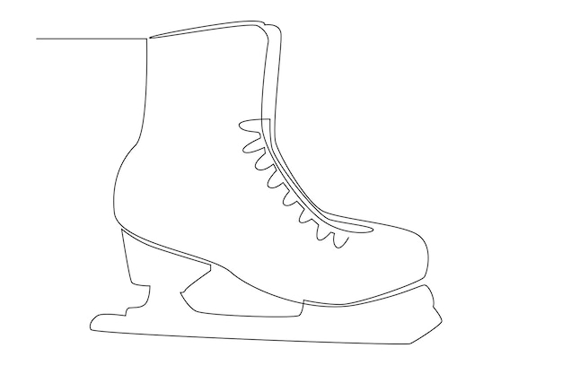 Un concetto di linea per l'illustrazione del pattinaggio su ghiaccio. semplice linea di attività sportive di pattinaggio su ghiaccio