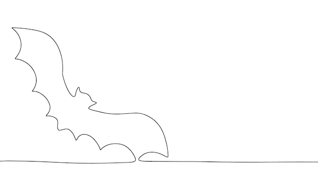 One line continuous bat Line art of Halloween concept banner Outline vector illustration