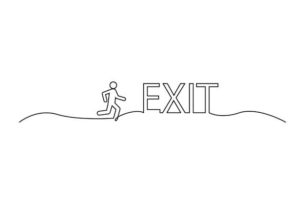 One line continuous drawing left exit Vector illustration stock image