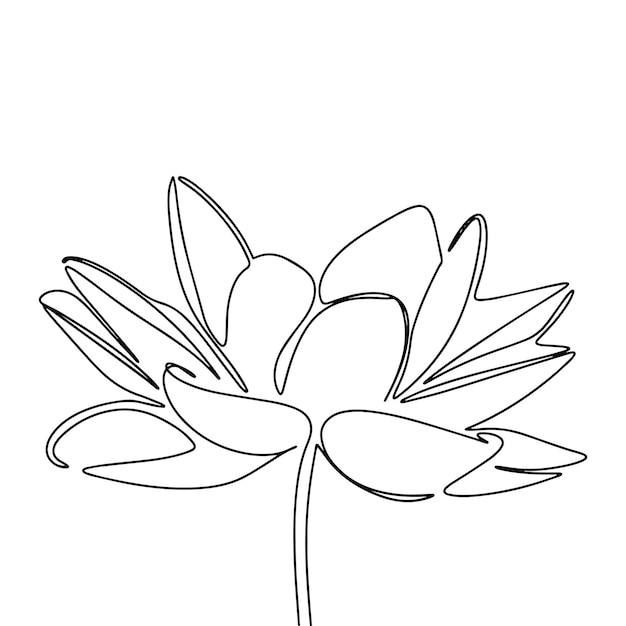 One line continuous flower Hand drawn vector of water lily Nymphaea isolated on white background