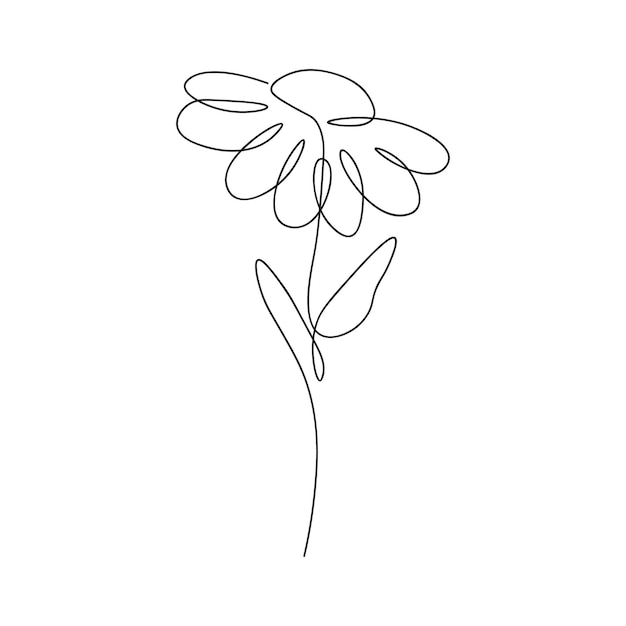 Una linea continua fiore linea singola disegno arte fiore botanico fiore isolato