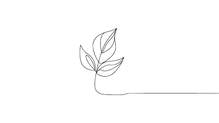 Vector one line continuous of leaf single line drawing art tropical leaves