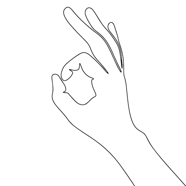 One line continuous ok hand Symbol OK of arm and finger Vector illustration