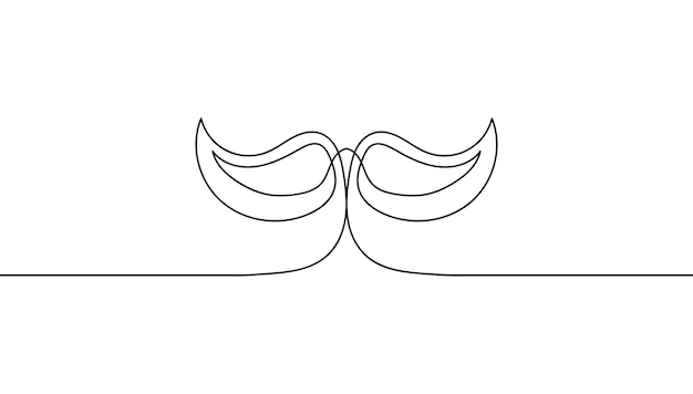 Vector one line continuous one line drawing of mustache