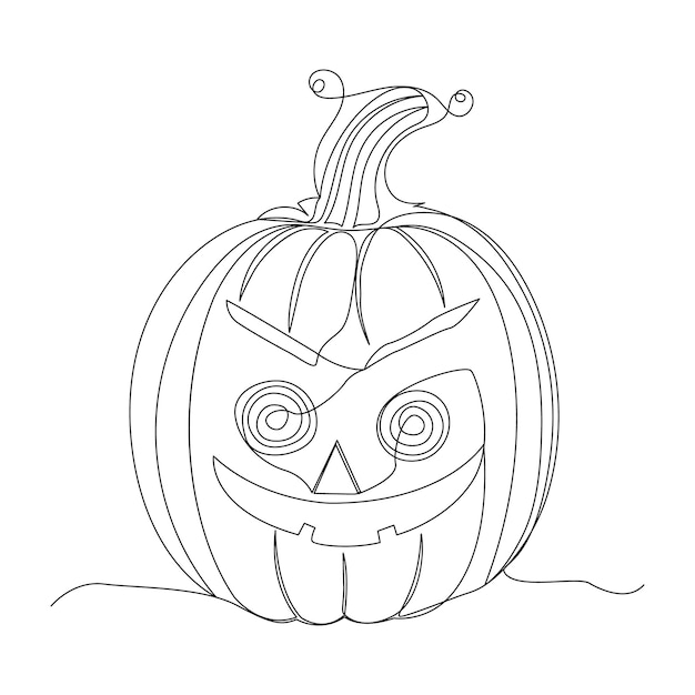 One line continuous pumpkin vector illustration