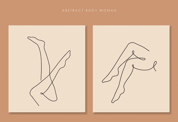 Una linea continua di gambe sexi, arte del disegno a linea singola, corpo della donna isolato, design artistico semplice, linea astratta, silhouette