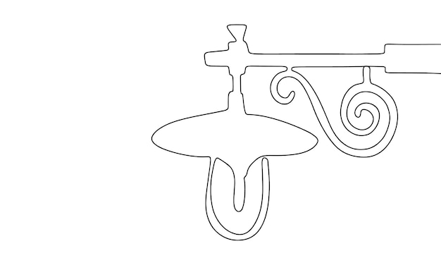 한 줄 연속 가로등 라인 아트 라이트 배너 개념 손으로 그린 개요 벡터