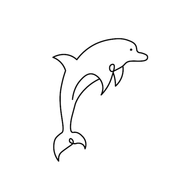 One line Dolphin icon vector background Continuous outline of a Dolphin icon Vector illustration