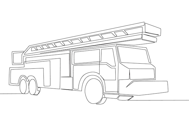 ホースとはしごを備えた1行の消防車を描く公安サービス車両輸送のコンセプト