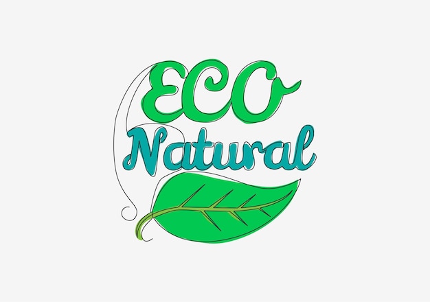 Одна линия эко-зеленой органической пищевой типографии цитата эко-естественный каллиграфический дизайн плаката