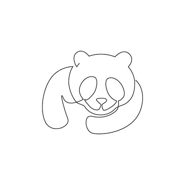 One line drawing of adorable panda for company logo Business icon concept from cute mammal animal