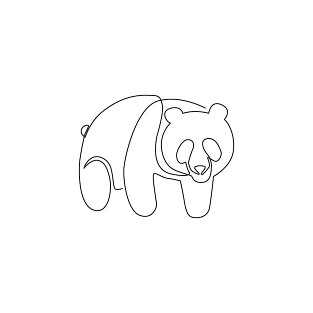 Рисунок одной линии очаровательной панды для логотипа компании Бизнес-икона из милой формы млекопитающего животного