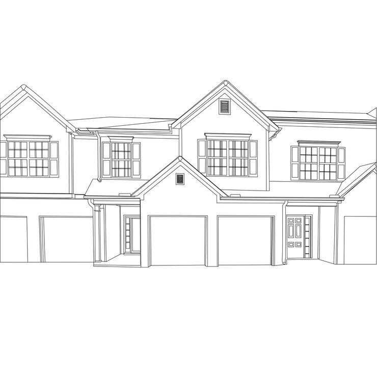 Vector one line drawing building and outline vector on white background