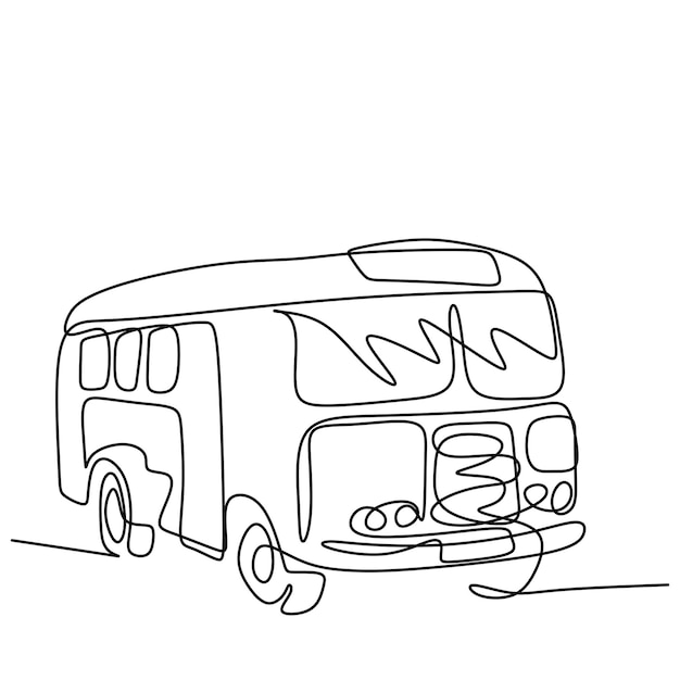 One line drawing of bus in the city An urban public transport isolated on white background Transportation of passenger concept continuous single hand drawn sketch lineart minimalism style