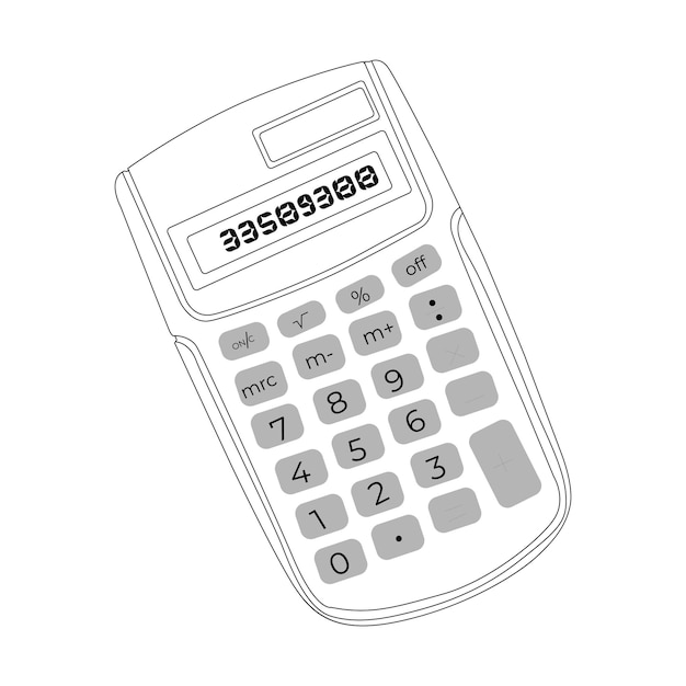 Vector one line drawing calculator vector on white background