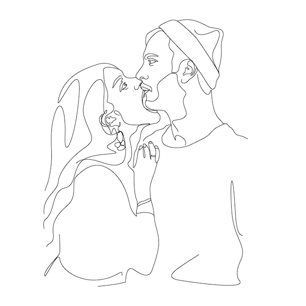 couples kissing drawing