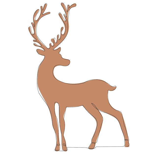 Vector one line drawing deer sketch