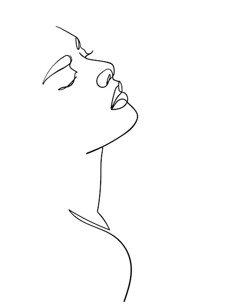 One line drawing face Abstract woman portrait Modern minimalism art Vector illustration