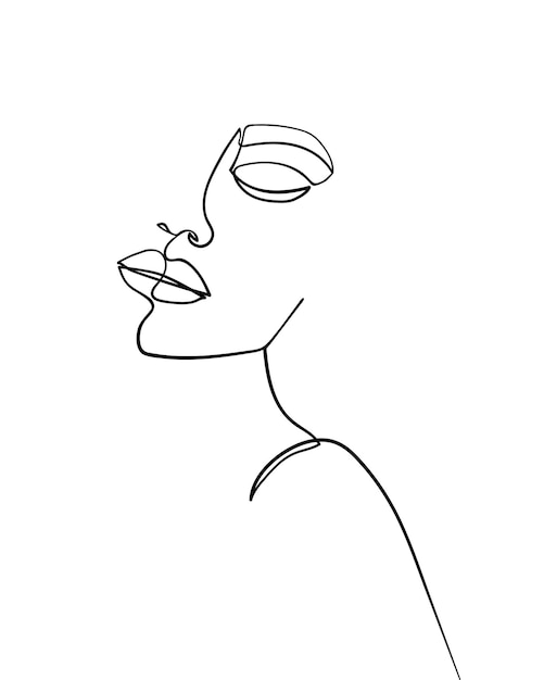 Vector one line drawing face. abstract woman portrait. modern minimalism art. - vector illustration