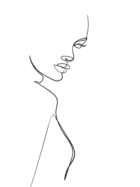 One line drawing face and body Modern minimalism art Vector illustration