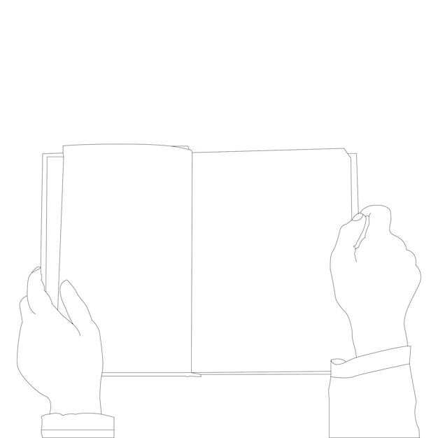 one line drawing hand holding book