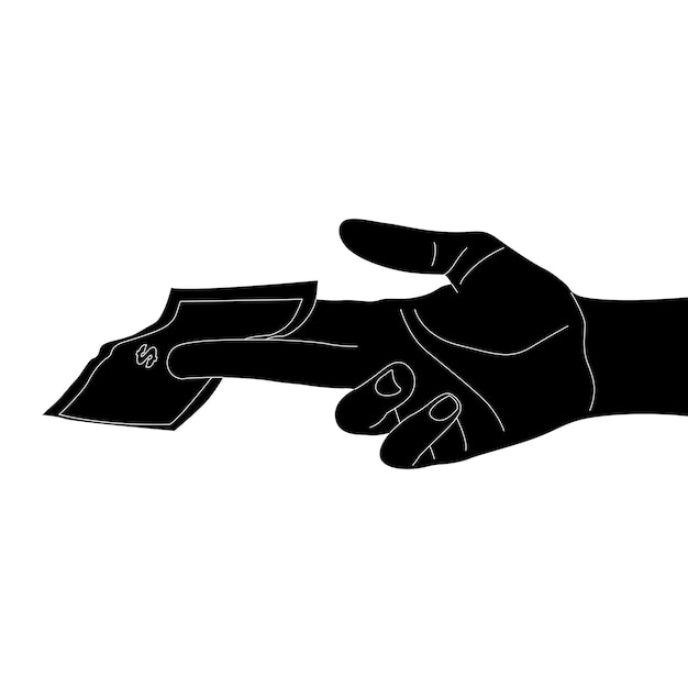 One line drawing hand holding dollar vector