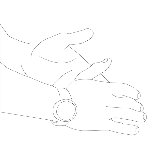 one line drawing hand holding and outline vector one white background