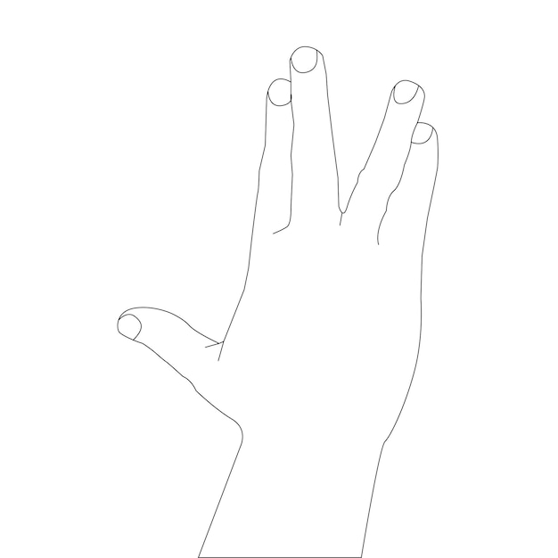 One line drawing hand holding and outline vector on white background