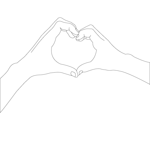 One line drawing hand holding and outline vector on white background