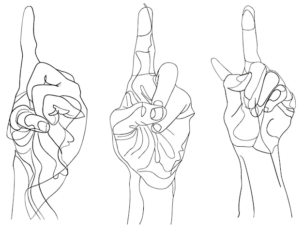 One line drawing of hand showing great sign Continuous line finger up