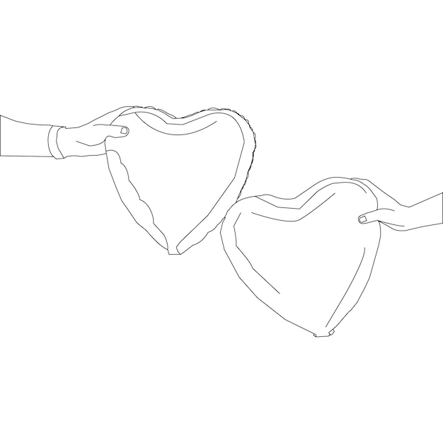 one line drawing hand with love and outline vector on white background