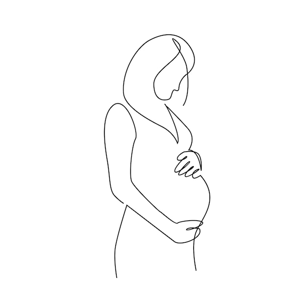 Premium Vector  One line drawing of happy pregnant woman