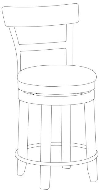 One line drawing of isolated vector object modern chair