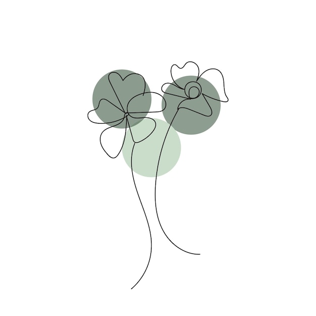 Vettore illustrazione di un fiore minimalista con un disegno a tratteggio in stile art line